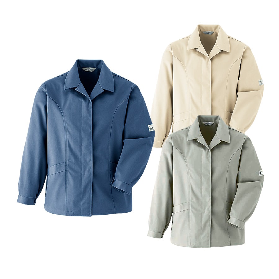 長袖レディーススモック(ヒヨクボタン式) E302 | WORKWEAR LAB/ワーク