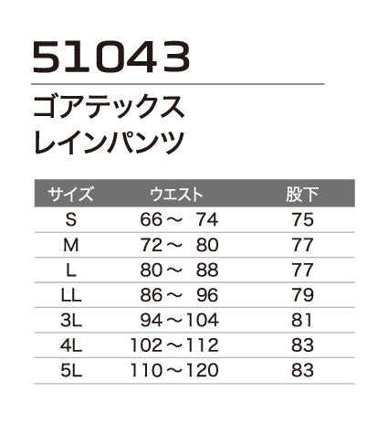 ゴアテックス レインパンツ 51043