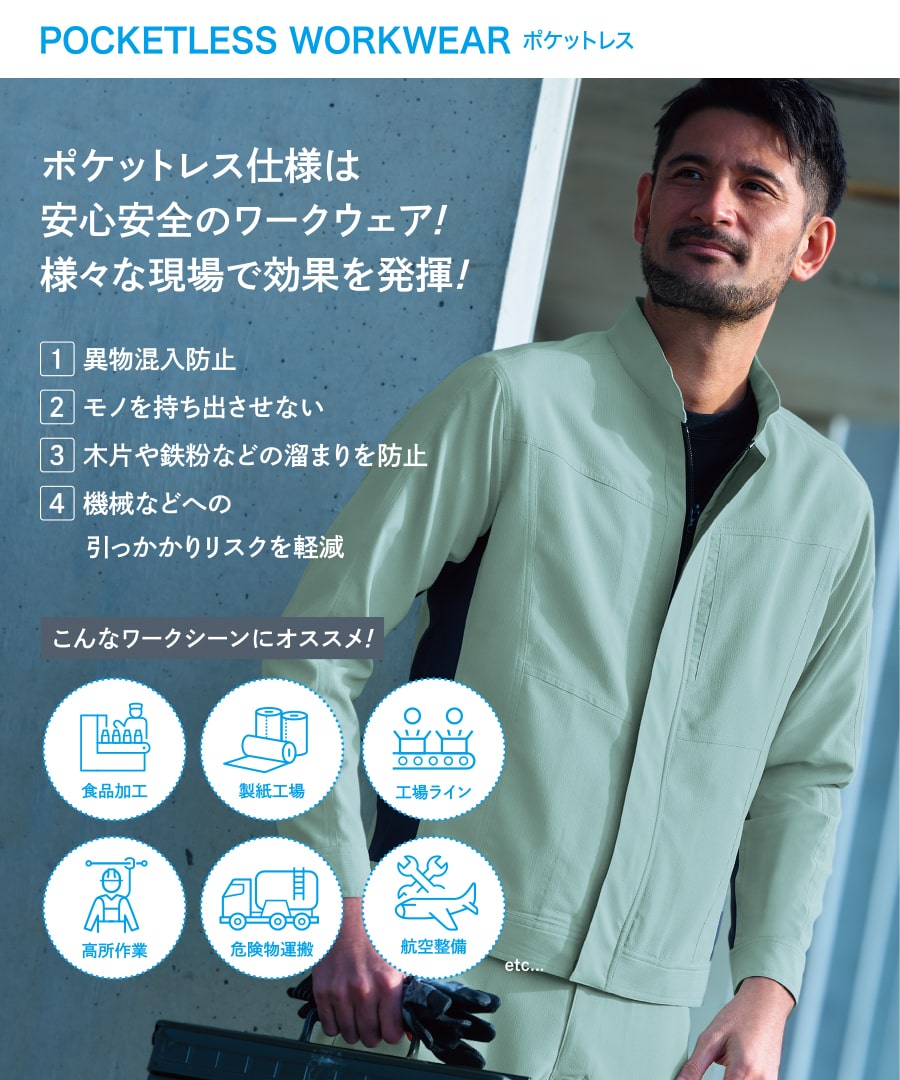 ポケットレス長袖ブルゾン 8884 | WORKWEAR LAB/ワークウエア・ラボ