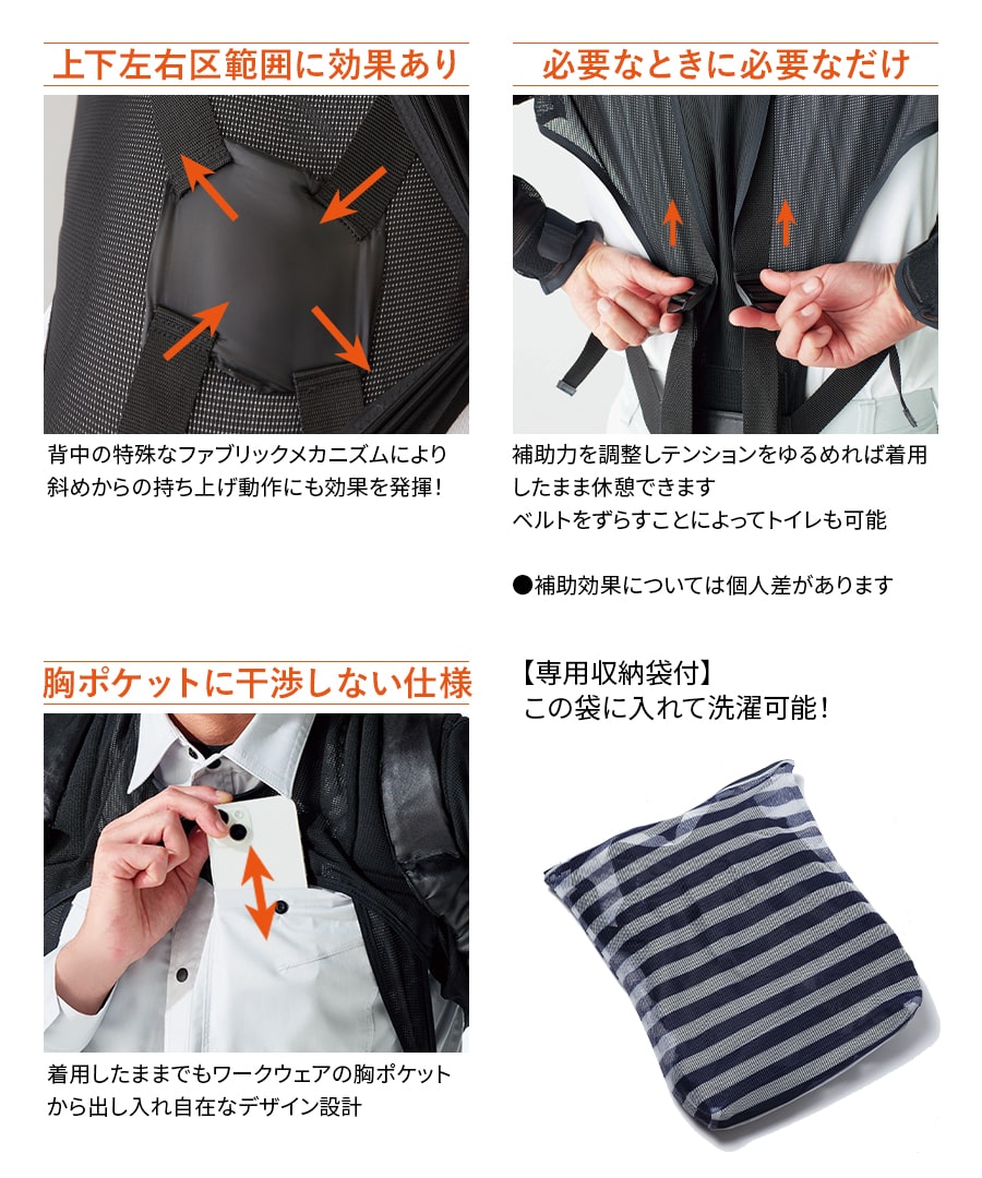 荷物運びが楽になる!マッスル(アシスト)スーツ イージーアップEZ-102 超軽量 簡単着脱 アシストスーツ イージーアップ