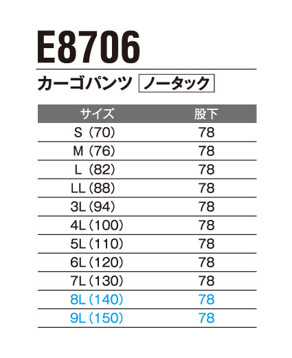 エコ帯電防止カーゴパンツ ノータック E8706