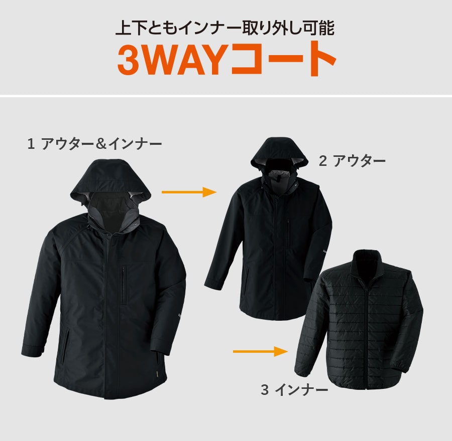 ゴアテックス 3WAY防寒コート 51023 | WORKWEAR LAB/ワークウエア・ラボ – Asahicho プロ用作業服専門店  WORKWEAR LAB